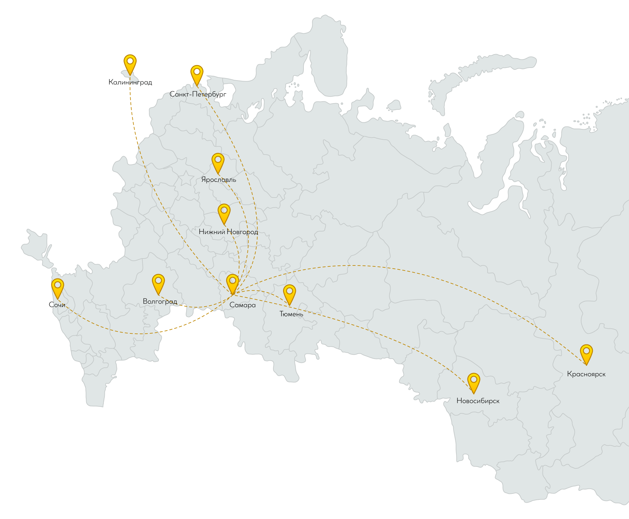 Карта городов участников